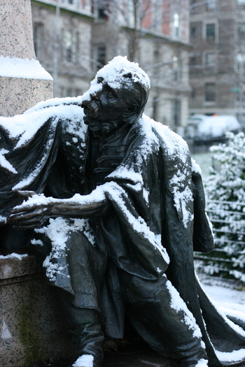 statue with snow