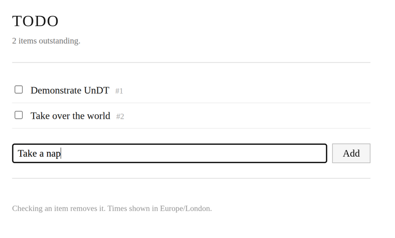 TODO index page with items