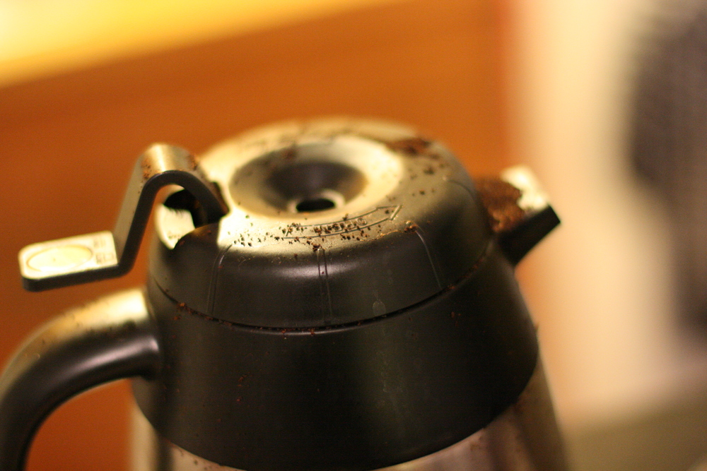 coffeepot with grounds